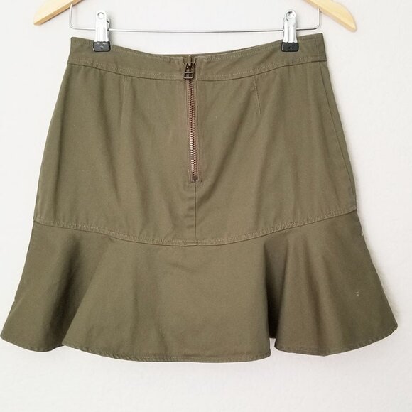 VERONICA BEARD Claremont Canvas Ruffled Mini Skirt Size 4 Army Olive Green $297 - Picture 9 of 16